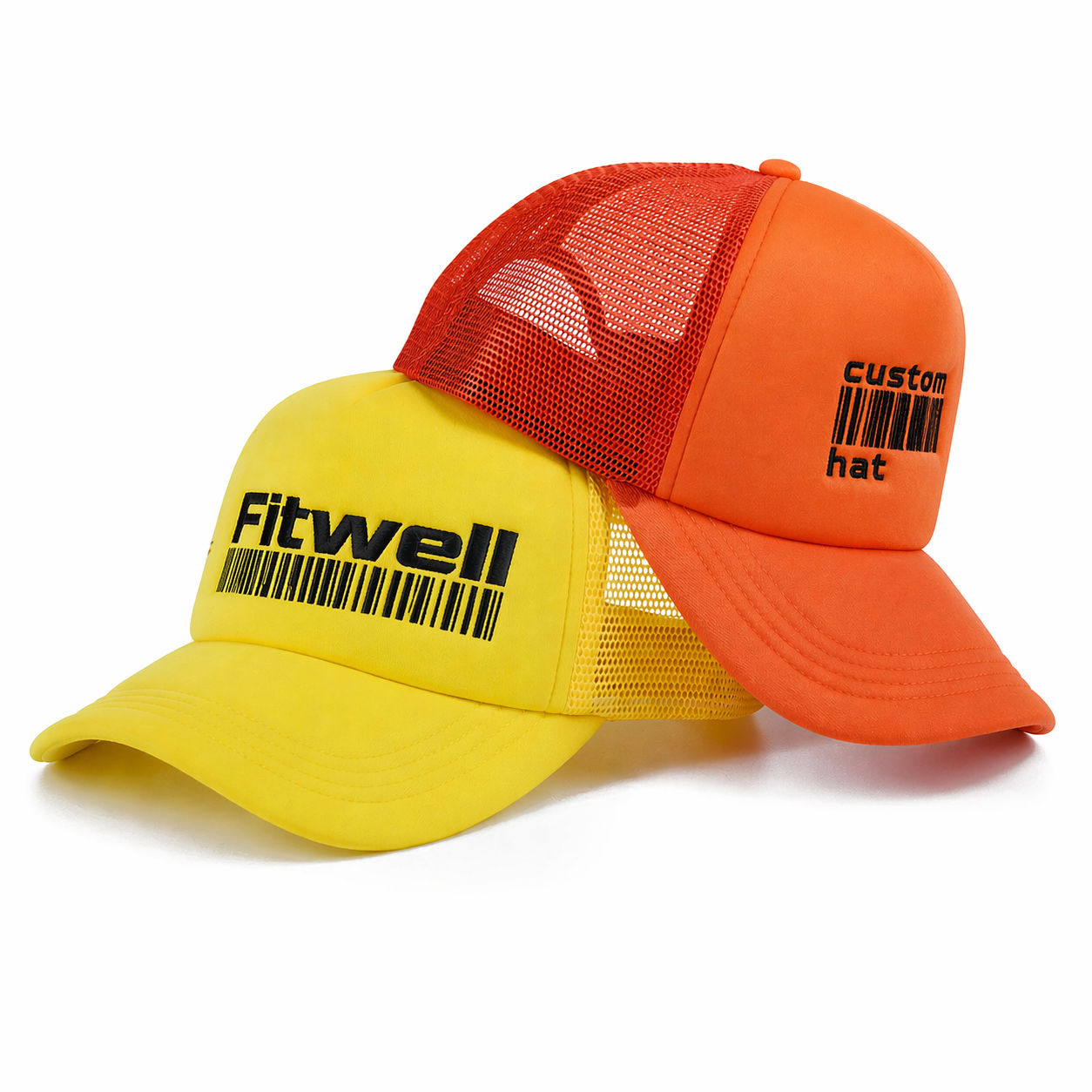 Two-Tone Foam Front Mesh Trucker Cap with Flat Embroidery Logo