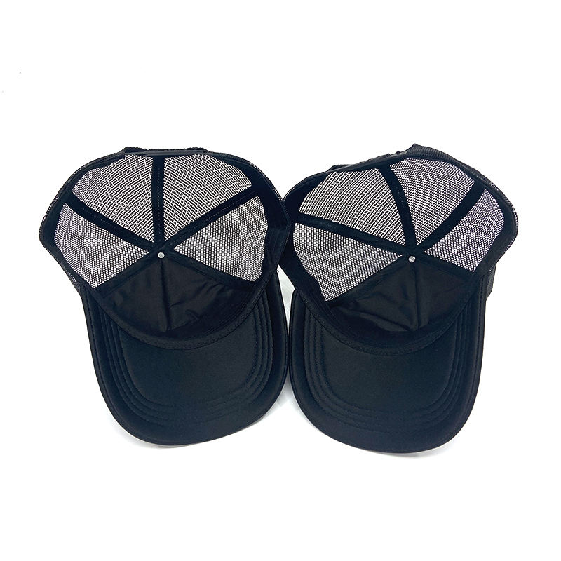 Black M Logo 5 Panel Foam Trucker Cap with Flat Embroidery