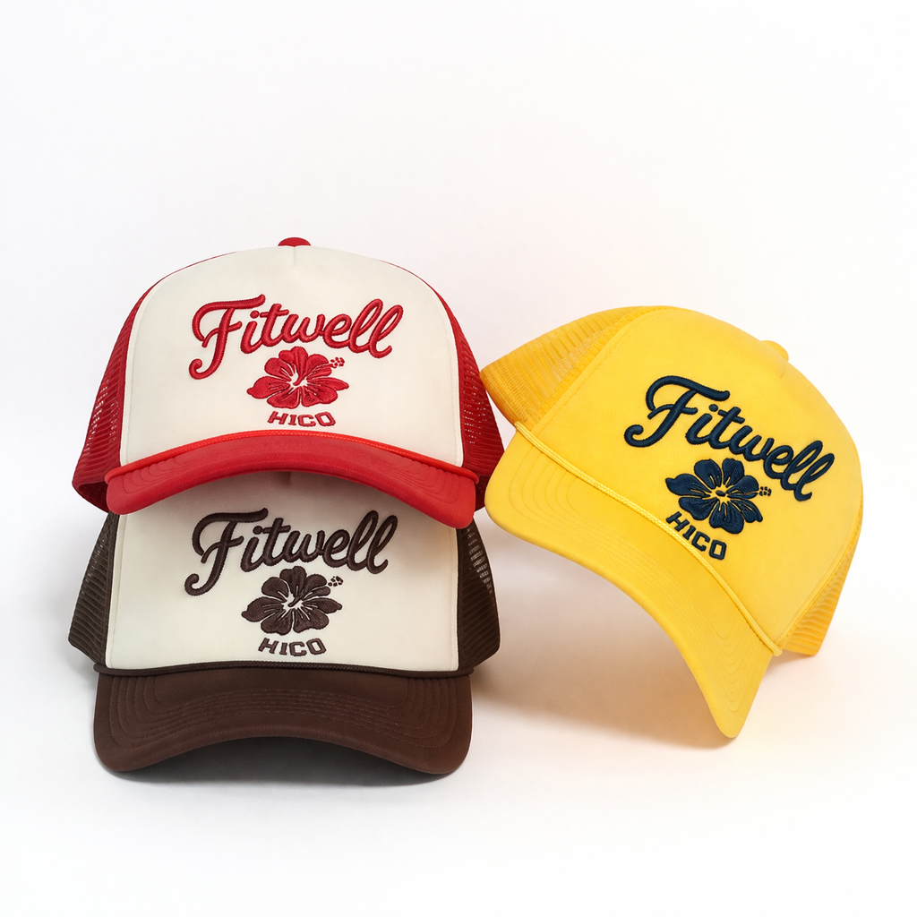 Retro Floral Embroidered Mesh Trucker Cap with Curved Brim