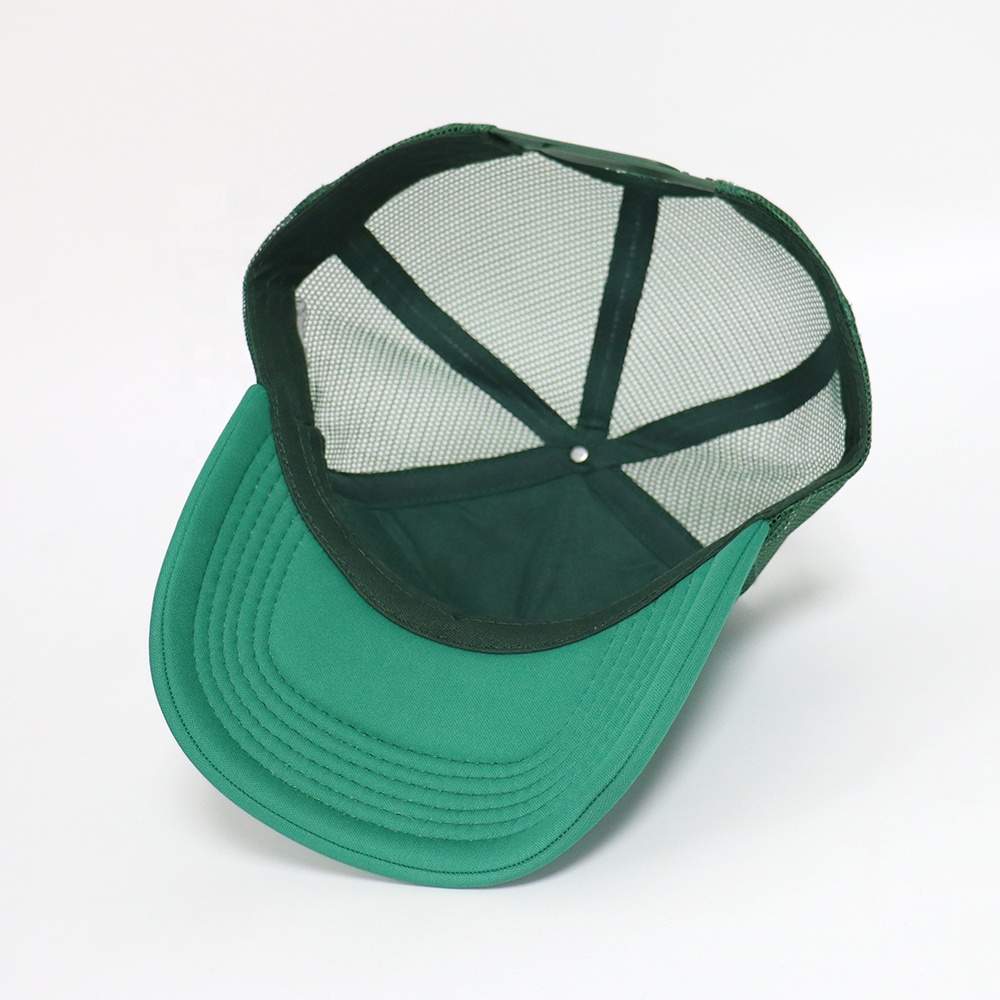 Green Foam Trucker Hat with Flat Embroidery – 5 Panel Street Style Cap