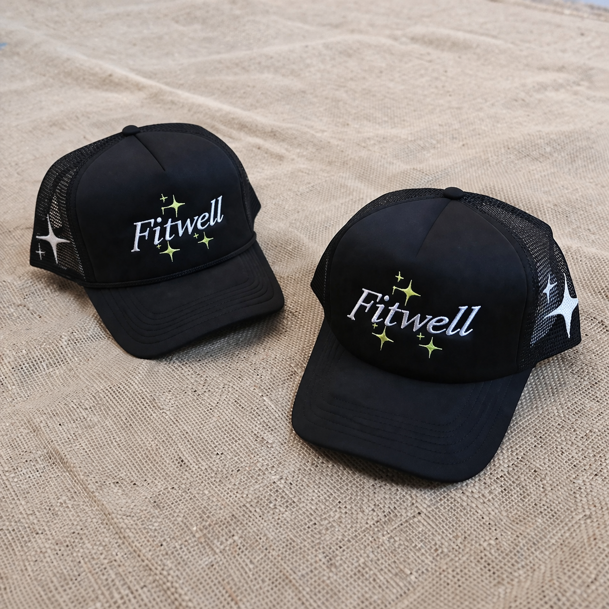Black Foam Mesh Trucker Cap with RIPFITNESS & SCHEME Embroidered Logo