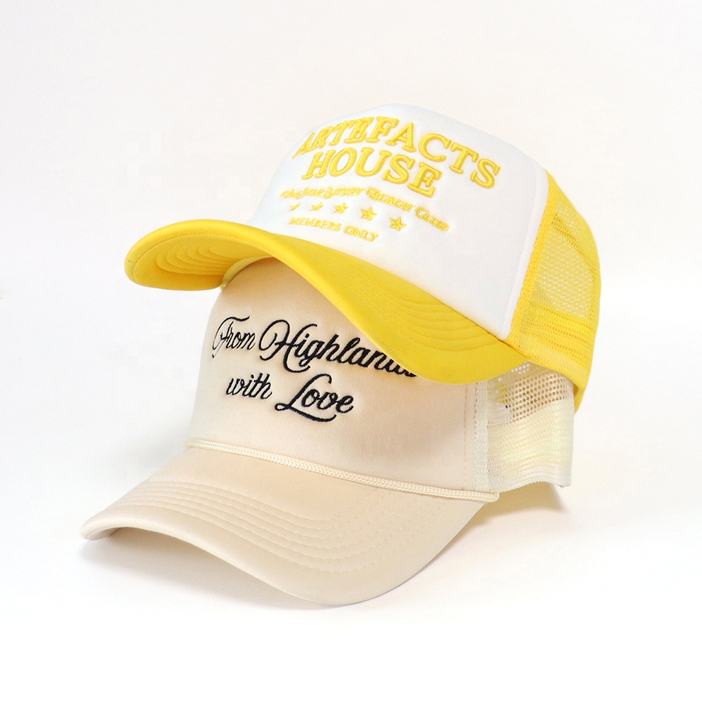 Artifacts House Embroidered Yellow Foam Trucker Cap