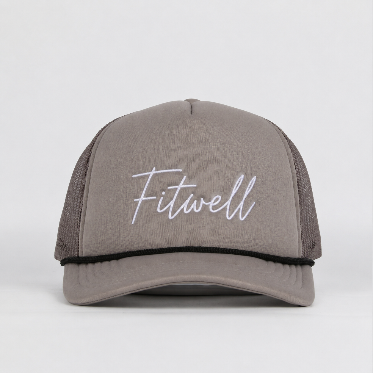Karl Taupe Foam Mesh Trucker Hat with Flat Embroidery