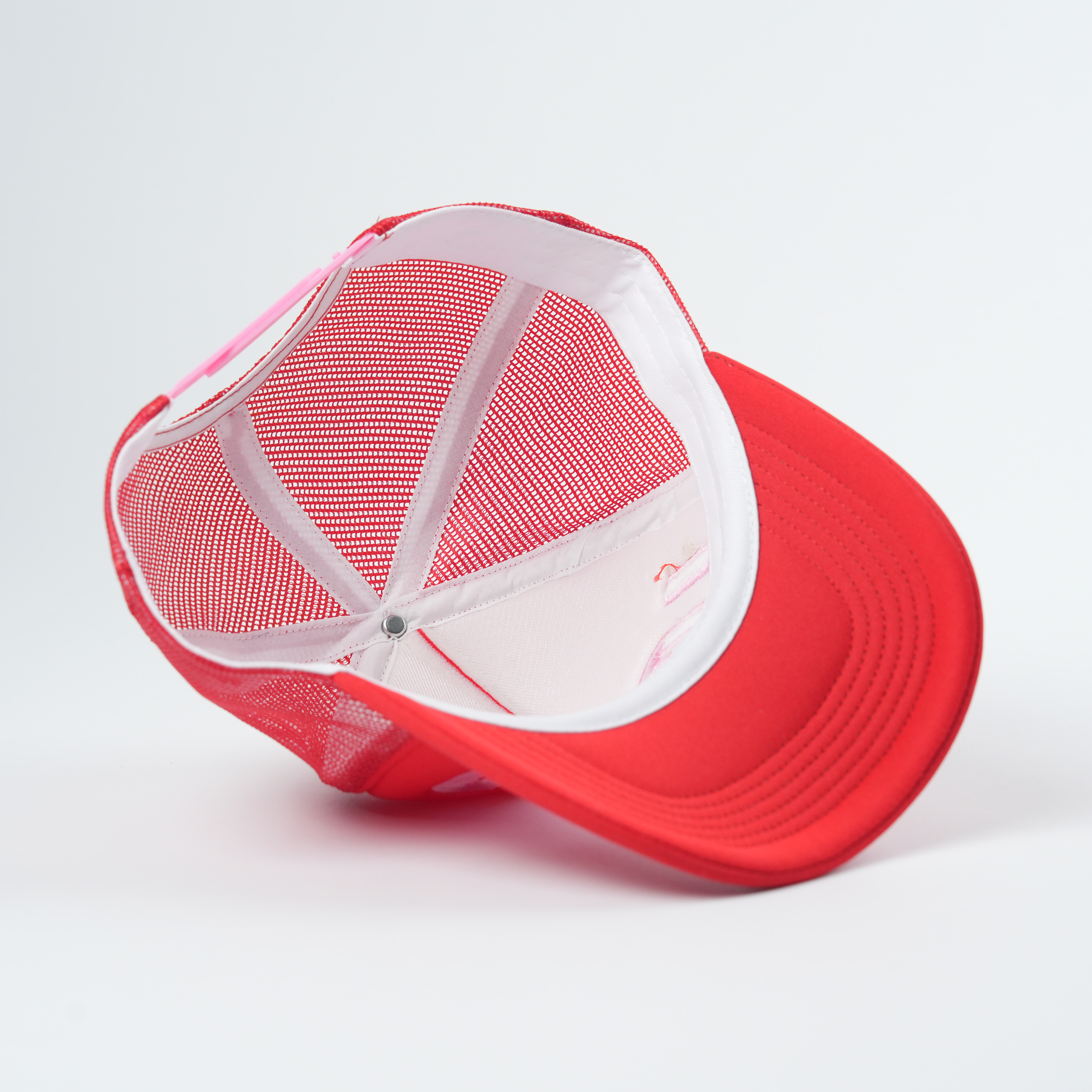 LOVED Pink Embroidered Red Trucker Hat