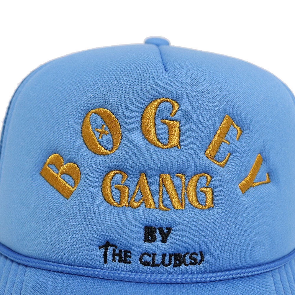 Blue BOGEY GANG Embroidered Mesh Trucker Hat with Curved Brim