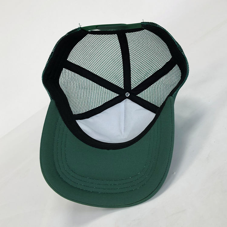 Green 5-Panel Foam Trucker Hat with Colorful Flat Embroidered Logo