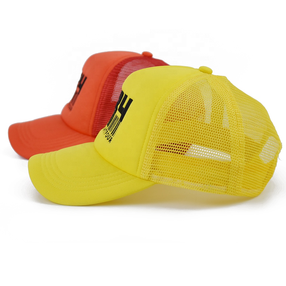 Two-Tone Foam Front Mesh Trucker Cap with Flat Embroidery Logo