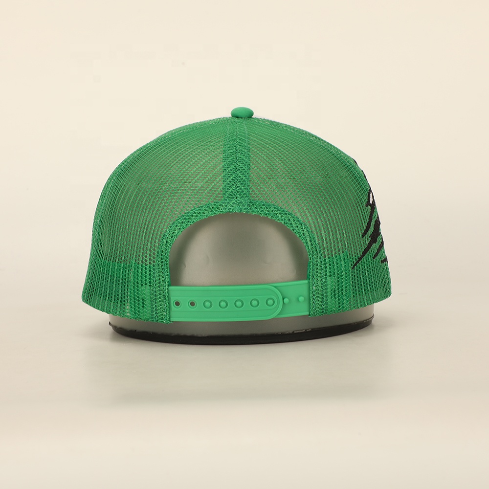 Green Tribal Embroidered Trucker Hat with Mesh Back