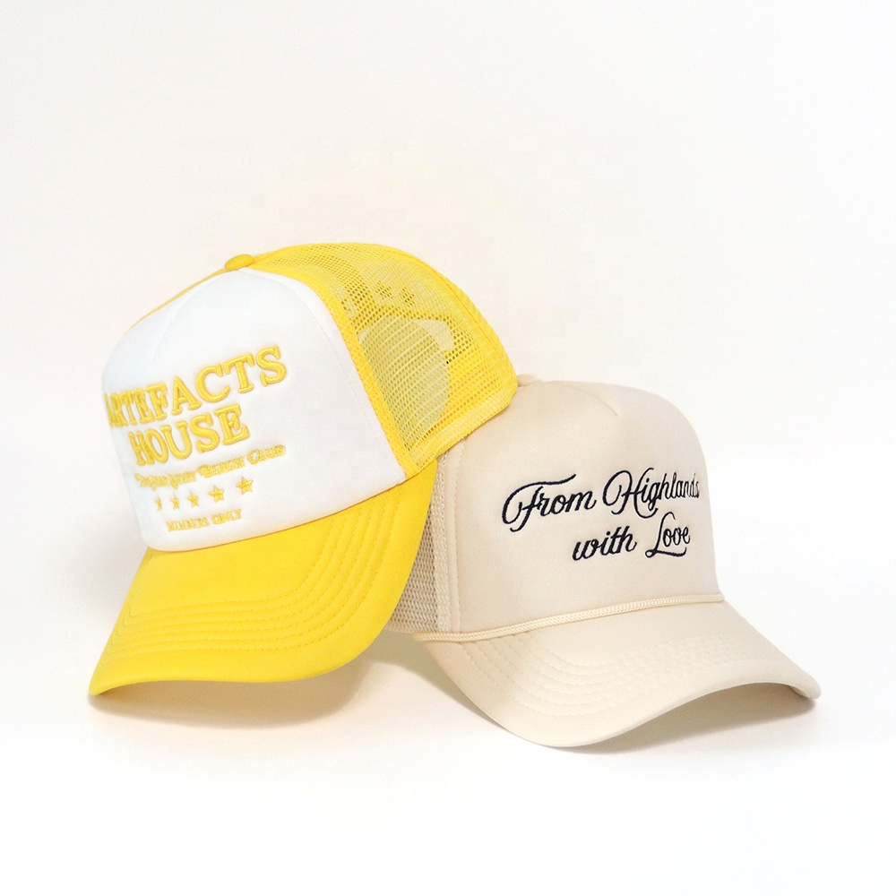 Artifacts House Embroidered Yellow Foam Trucker Cap