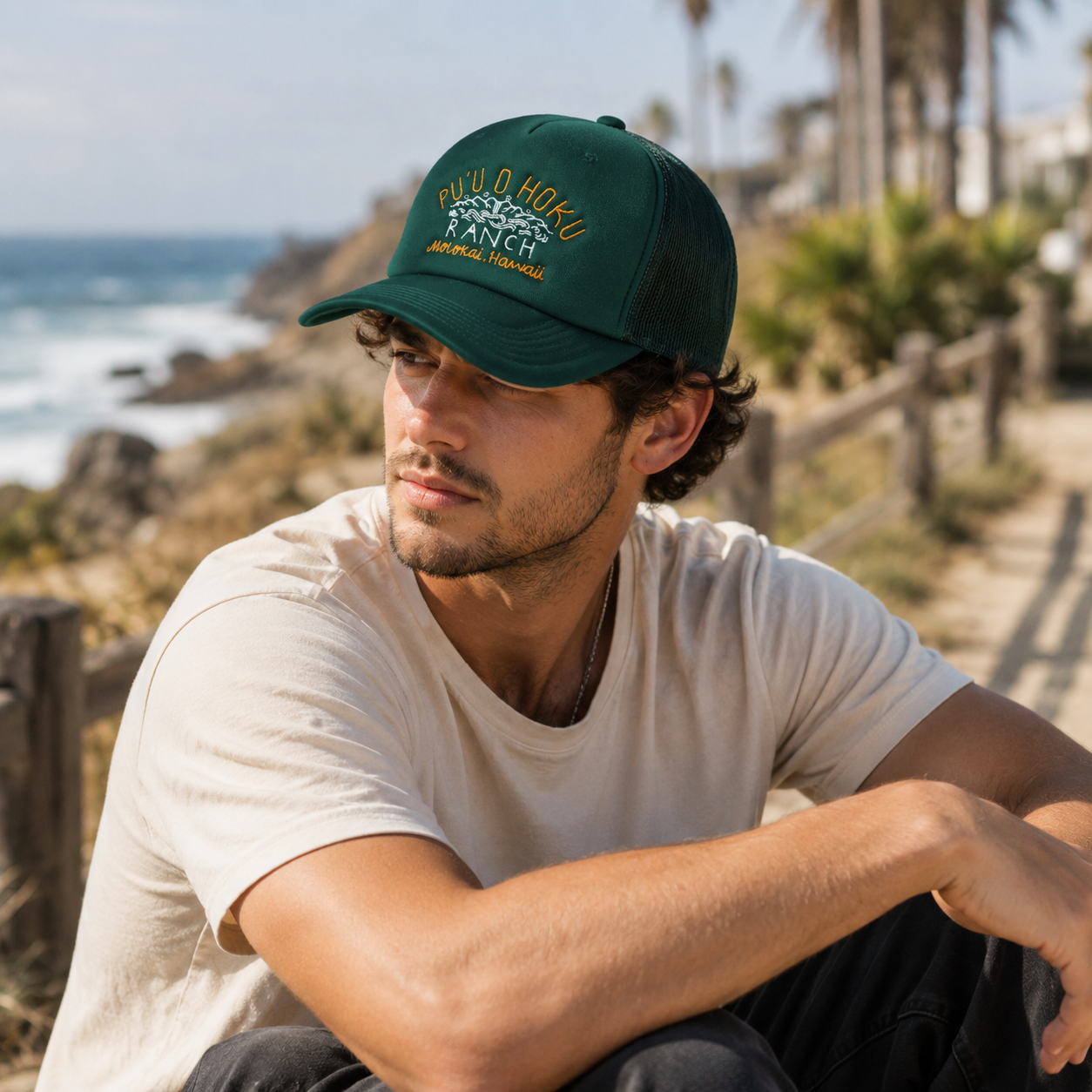 Forest Green Foam Trucker Hat with Ranch Embroidery