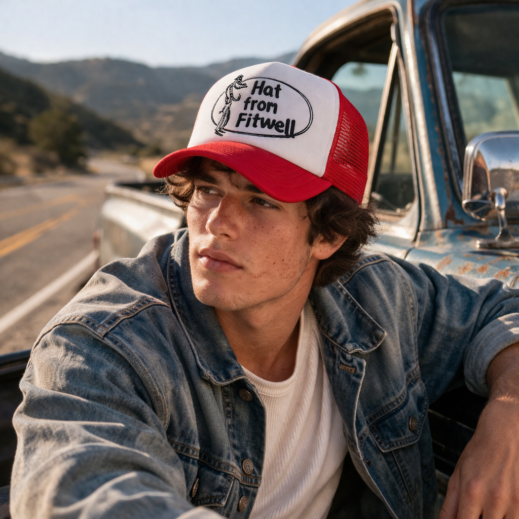 Vintage Logo Foam Trucker Hat with Mesh Back and Curved Brim