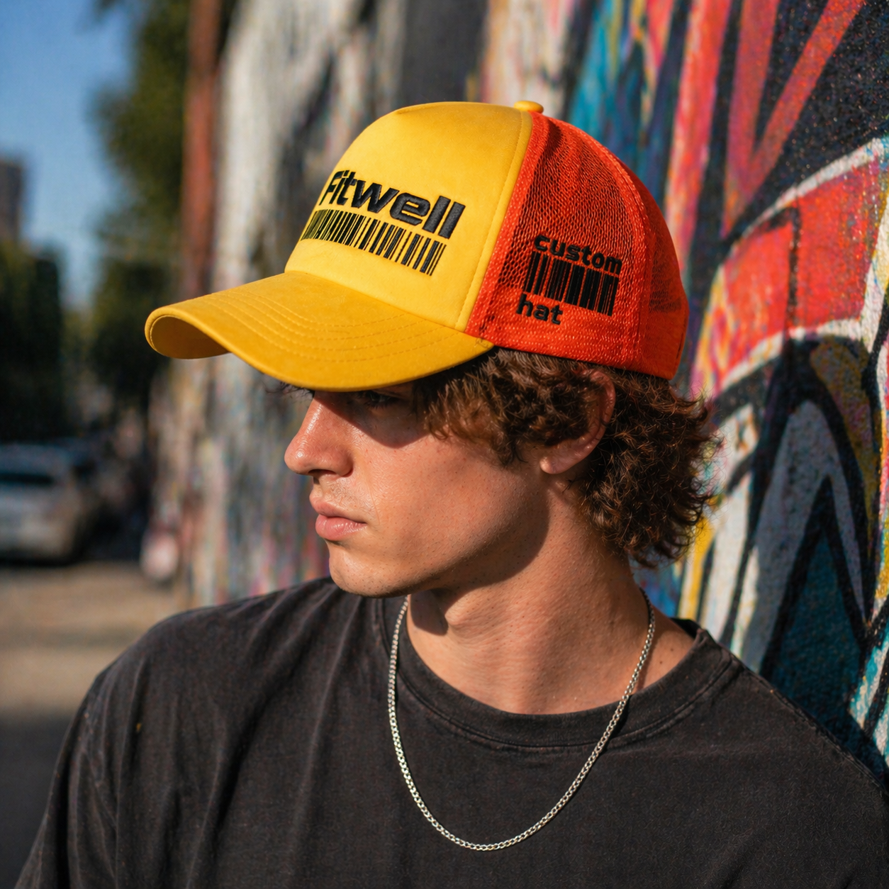 Two-Tone Foam Front Mesh Trucker Cap with Flat Embroidery Logo