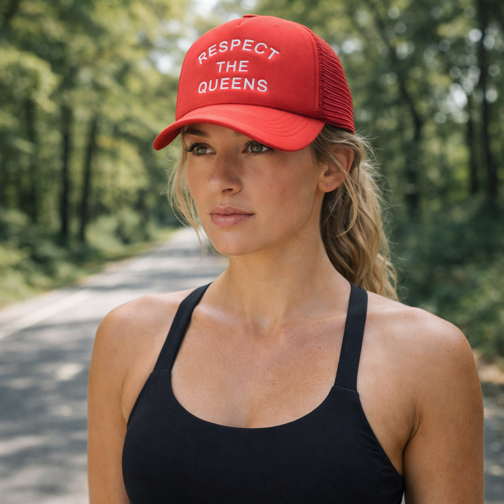 Respect The Queens Embroidered Red Trucker Hat