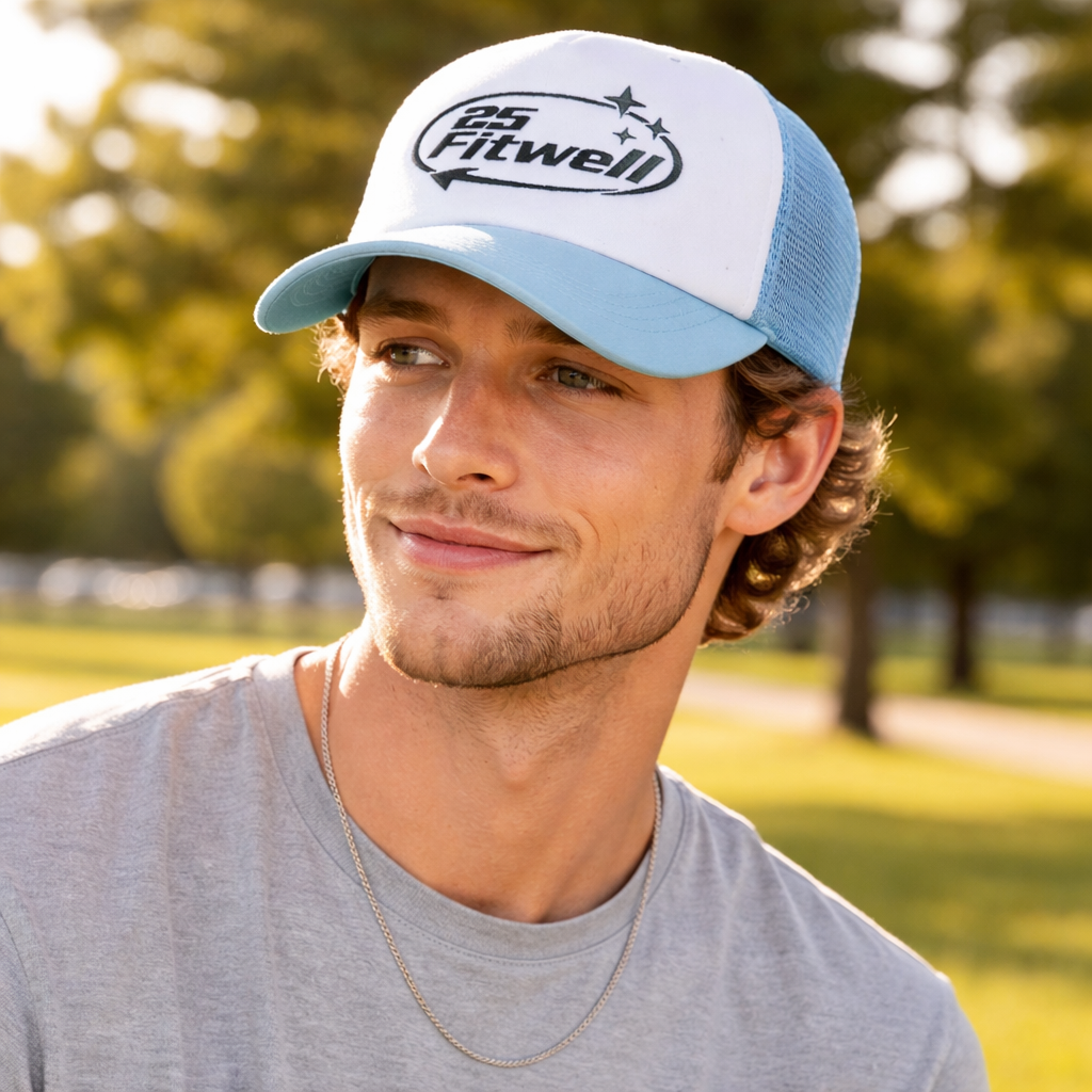 5 Panel Foam Trucker Hat with Flat Embroidered Logo
