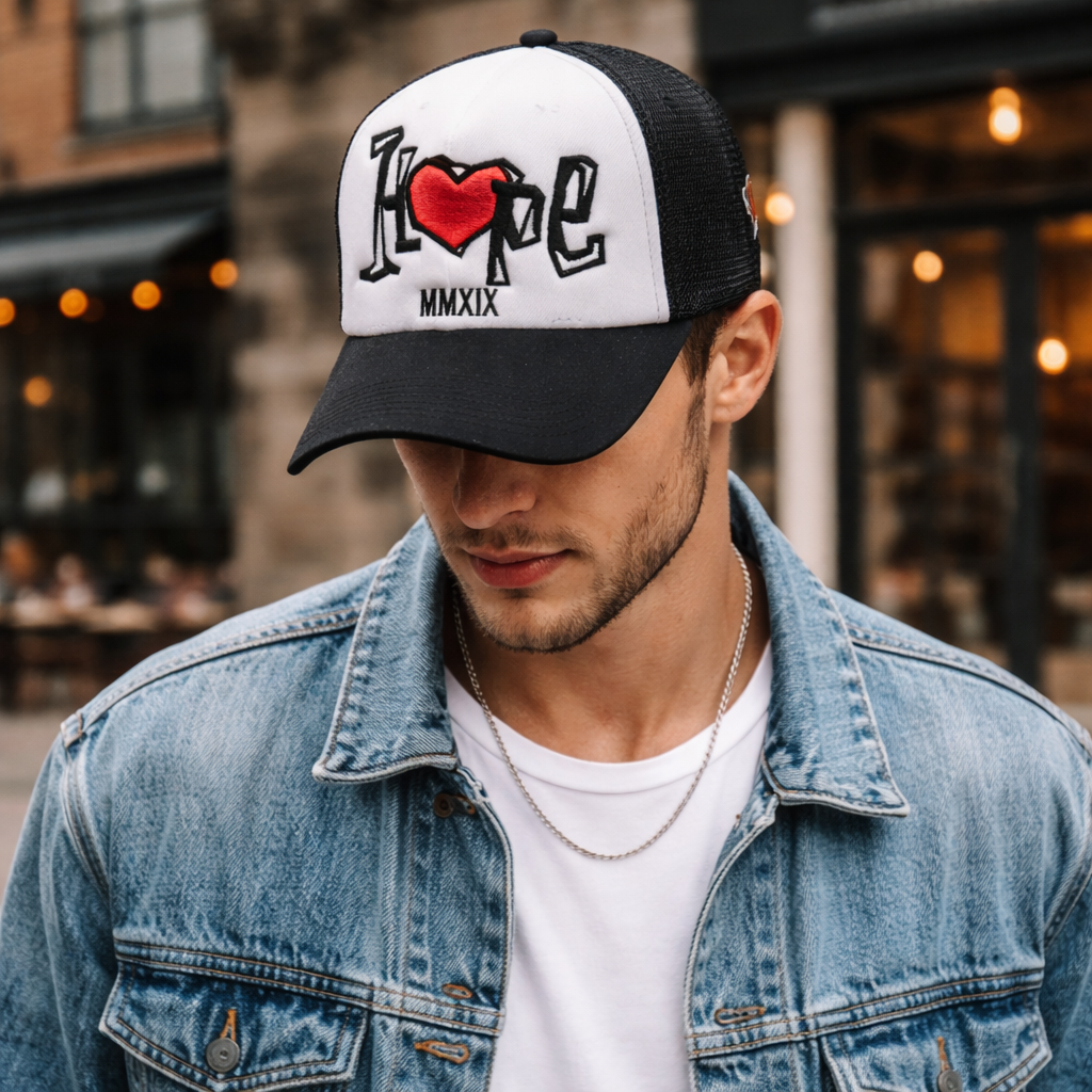 Embroidered Foam Front Mesh Trucker Hat with Flat Brim