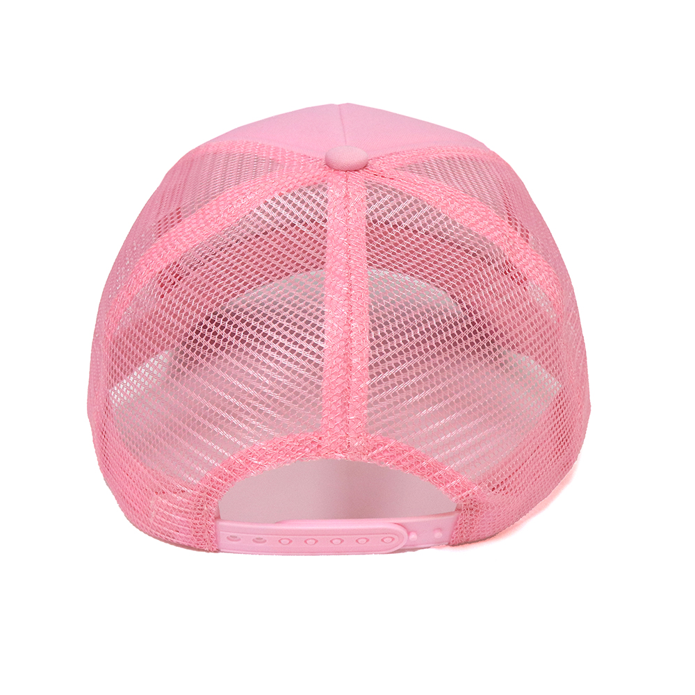 Pink Foam Trucker Hat with Love Letter Embroidery Mesh Back Snapback Cap