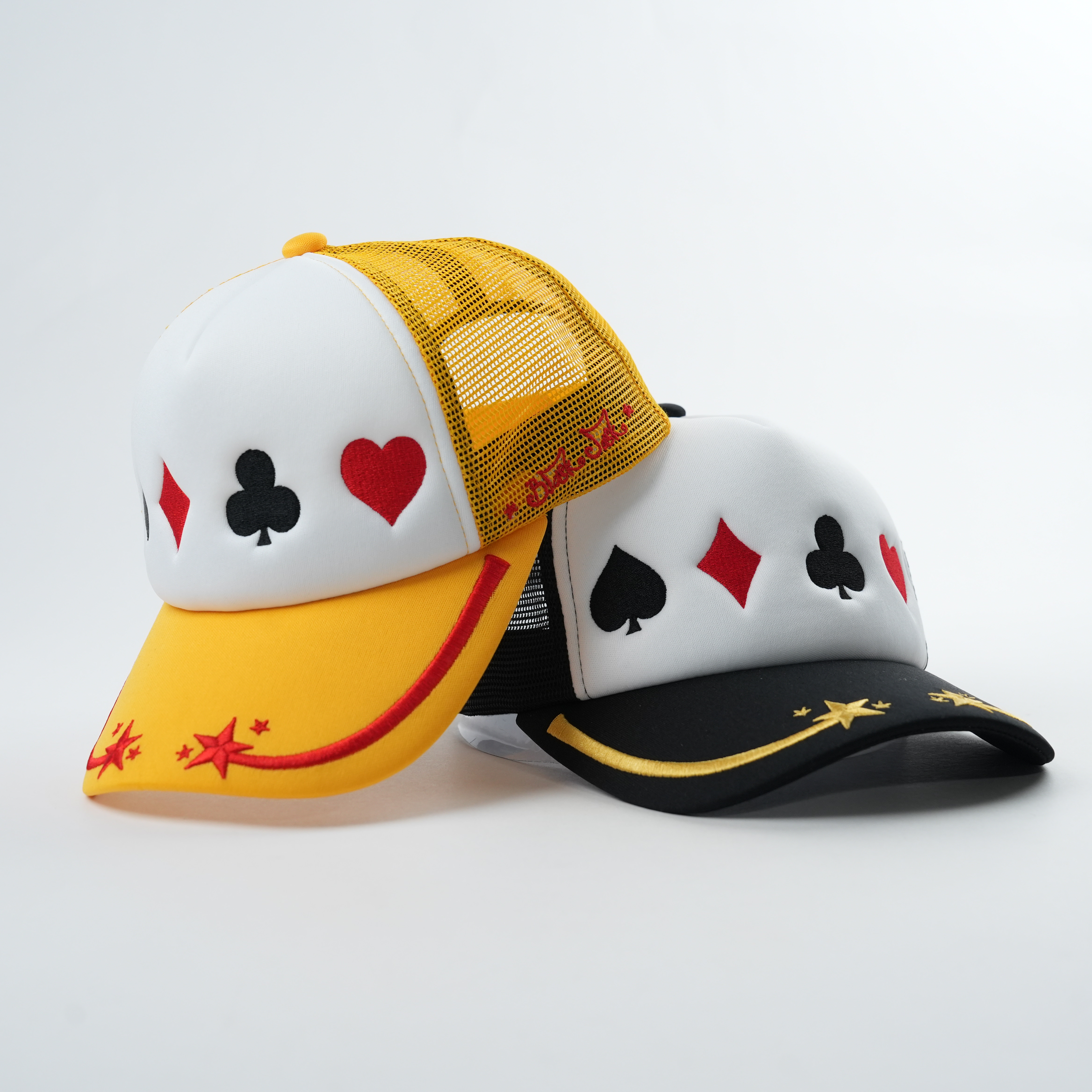Poker Card Embroidery Foam Trucker Cap Mesh Back Adjustable Hat