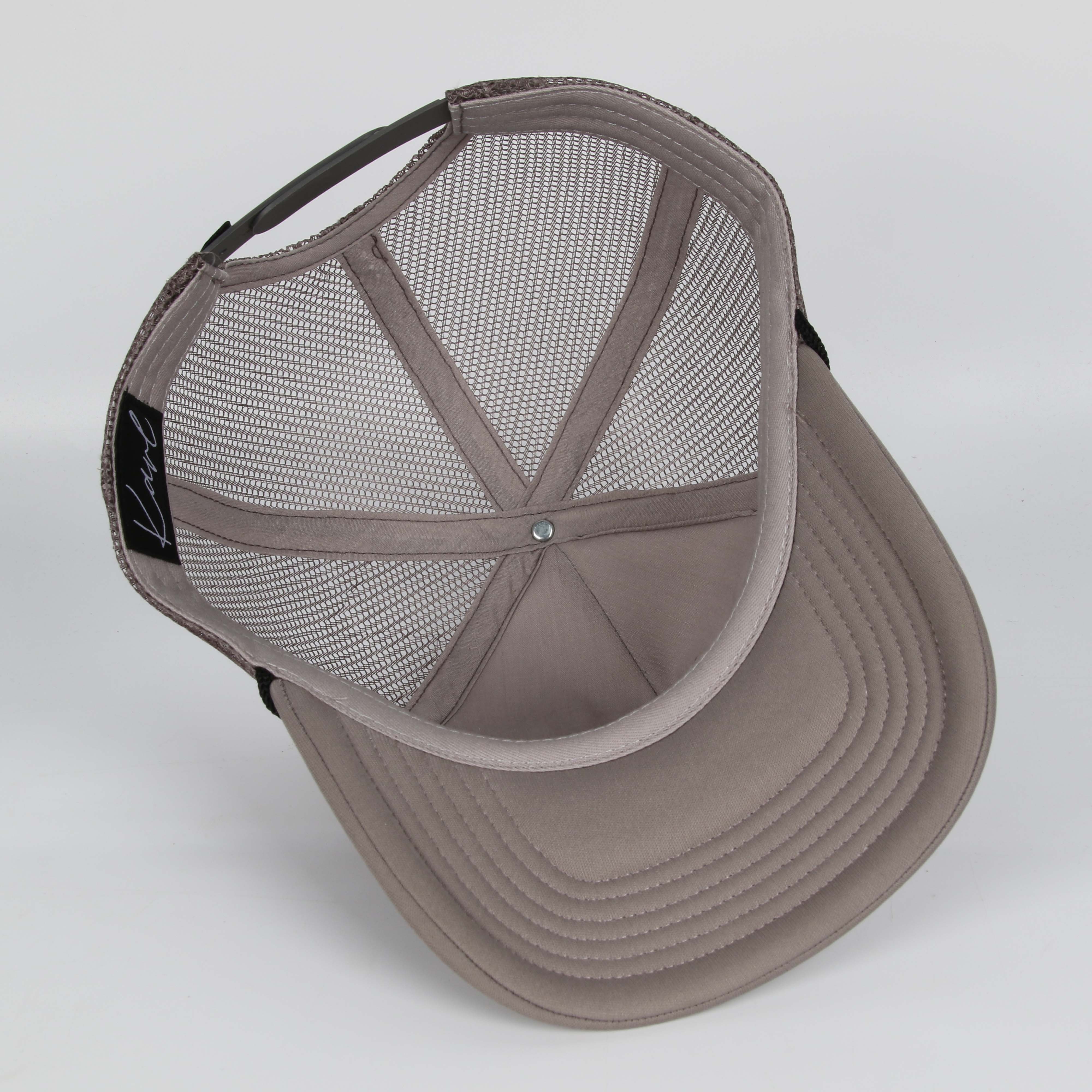 Karl Taupe Foam Mesh Trucker Hat with Flat Embroidery