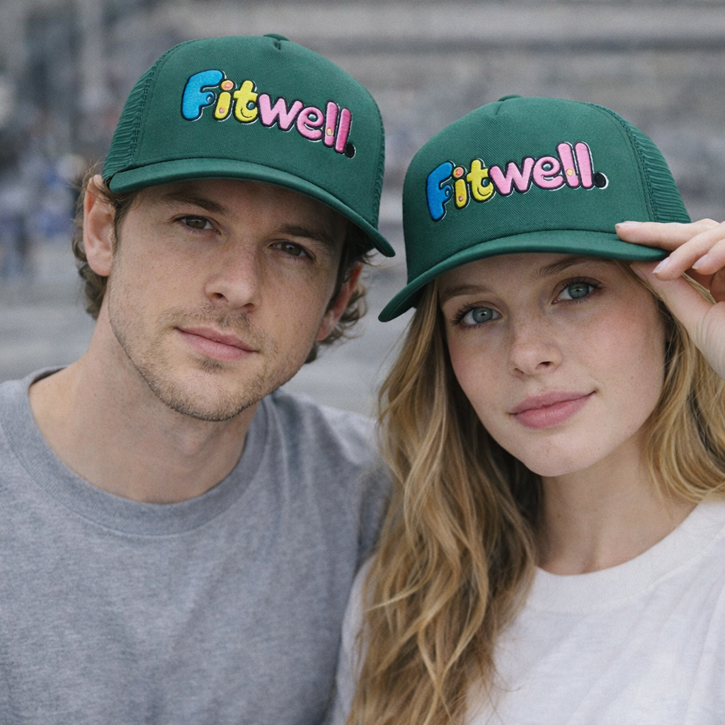 Green 5-Panel Foam Trucker Hat with Colorful Flat Embroidered Logo