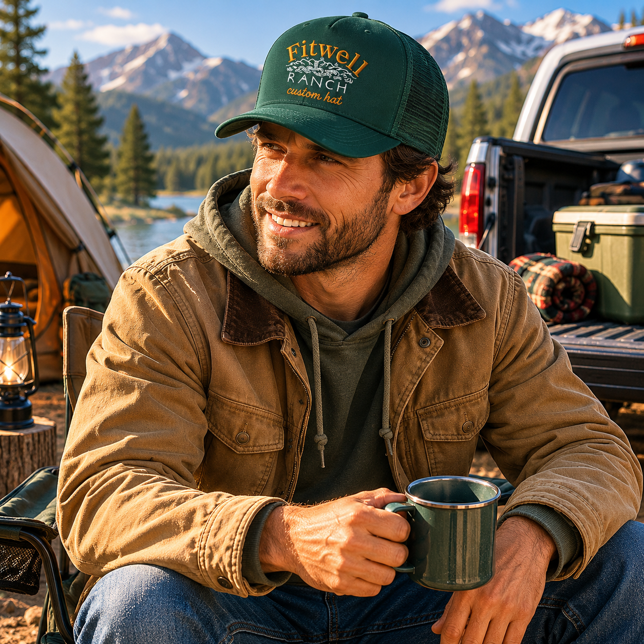 Forest Green Foam Trucker Hat with Ranch Embroidery