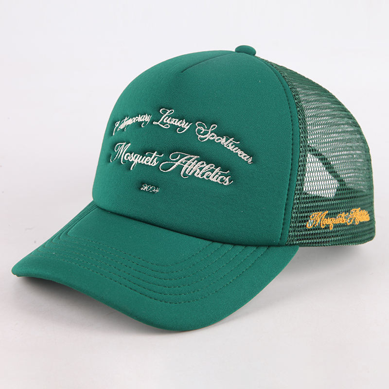 Luxury Letter Embroidered Trucker Cap – 5 Panel Mesh Back Hat