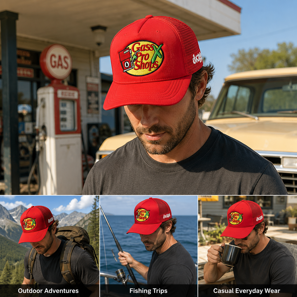 Red Cass Pro Shops Fishing Graphic Foam Mesh Trucker Cap