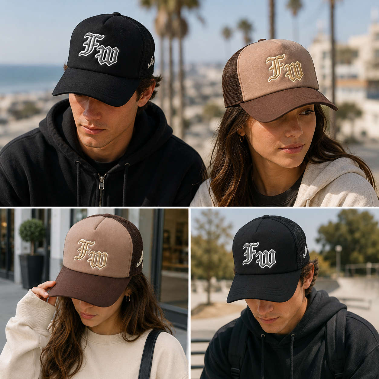 Embroidered Gothic Letter Foam Mesh Trucker Cap