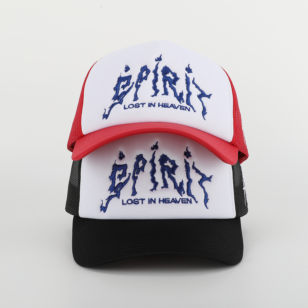 Spirit Lost in Heaven Flame Text Trucker Hat – 5 Panel Foam Cap