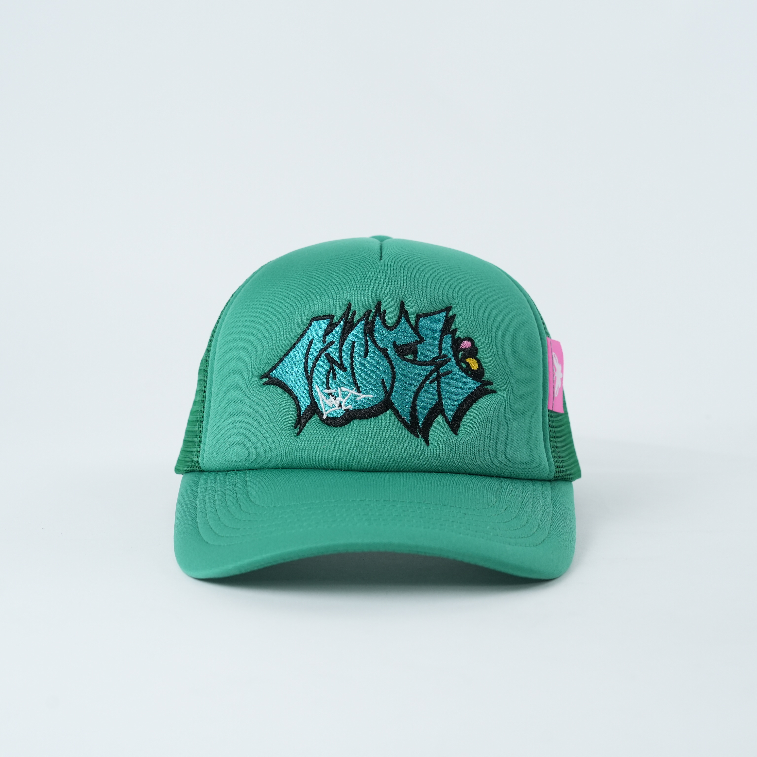 Teal Cartoon Mouse 3D Embroidered Foam Five-Panel Trucker Cap