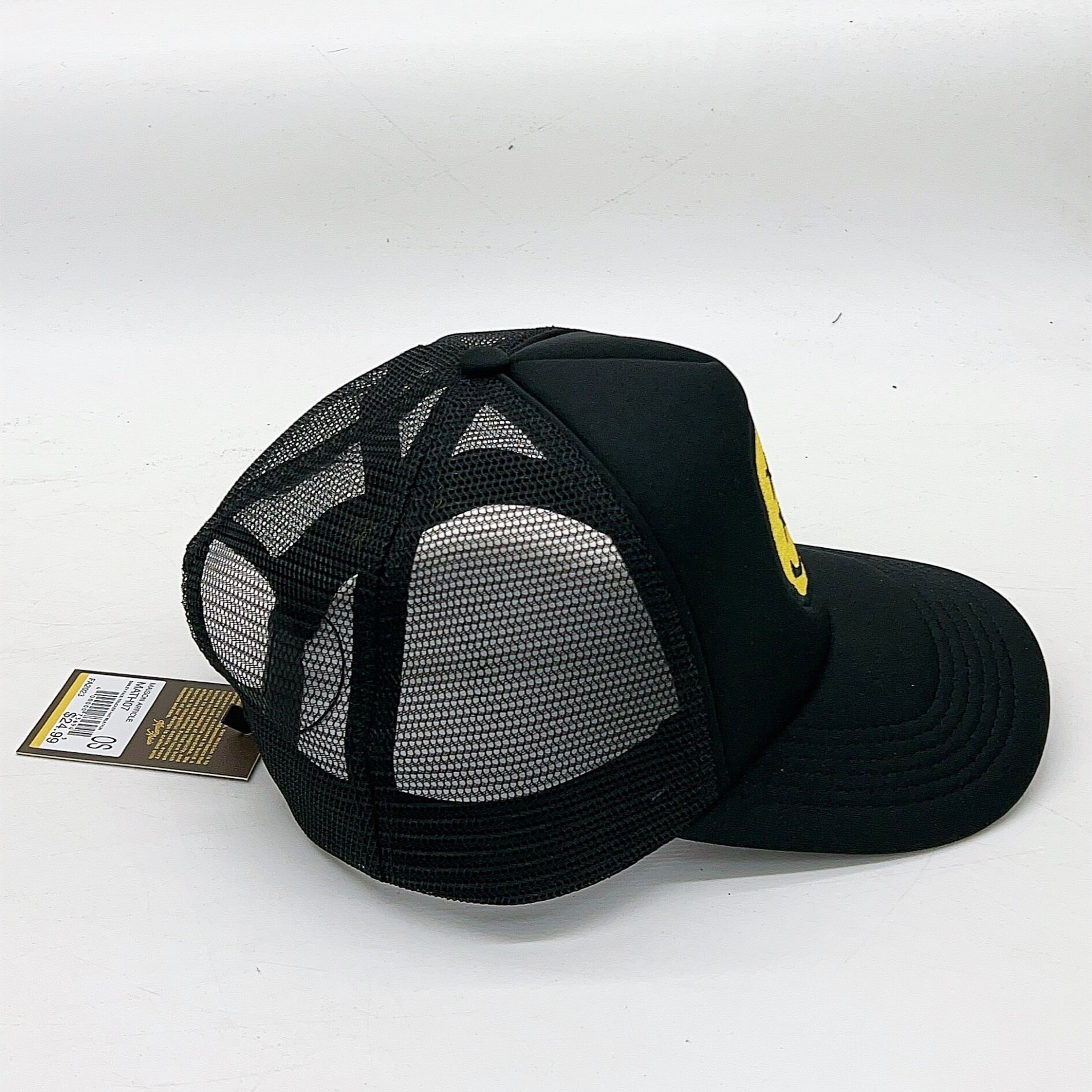 Black Smiley Face Patch Mesh Trucker Cap Casual Street Style Adjustable Hat