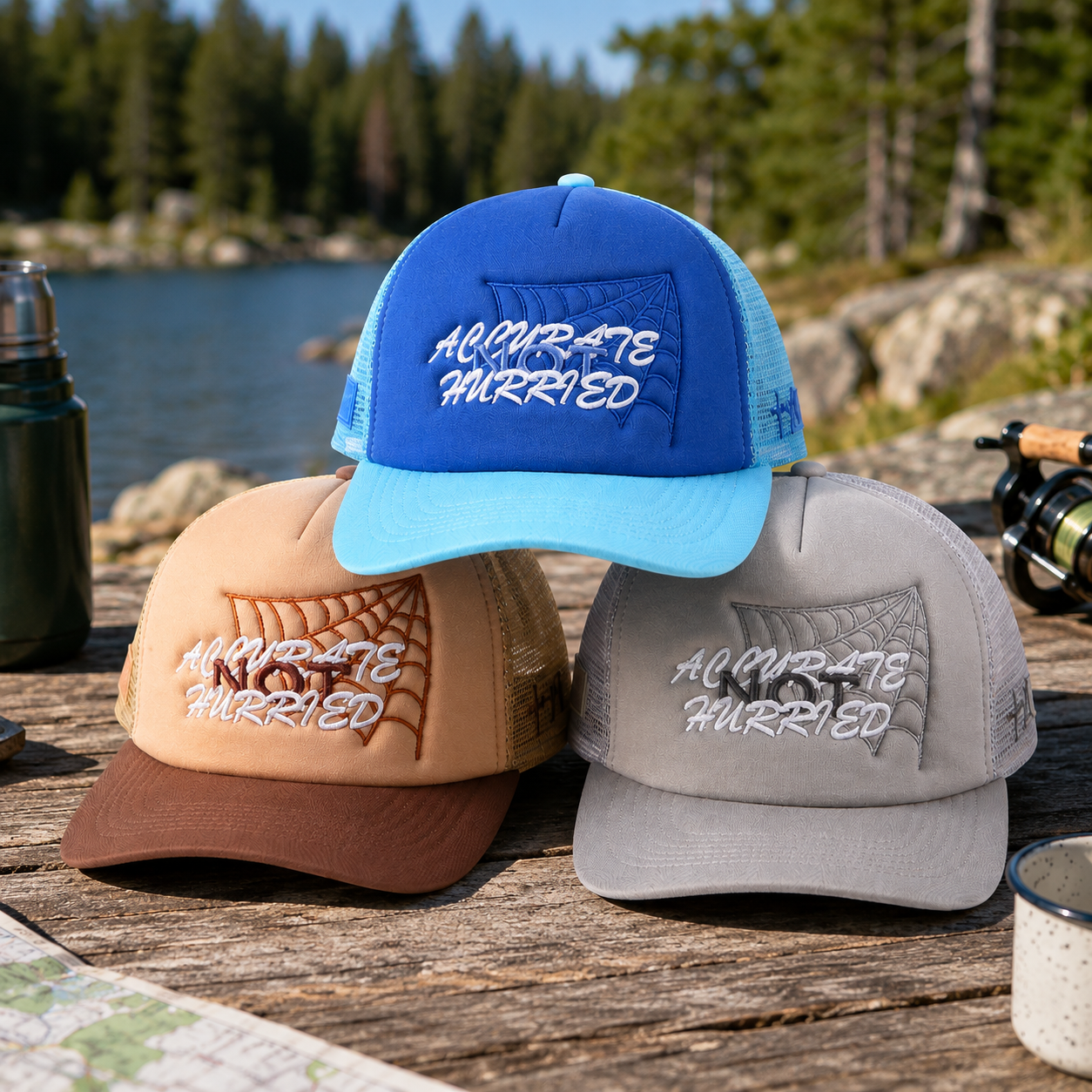 Color-Block Five-Panel Foam Mesh Cap with Script Embroidery