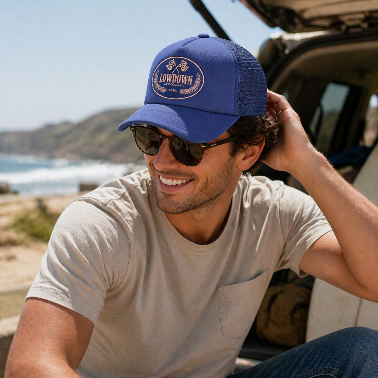 Lowdown Motorsport Logo Foam Trucker Cap Mesh Back Casual Hat