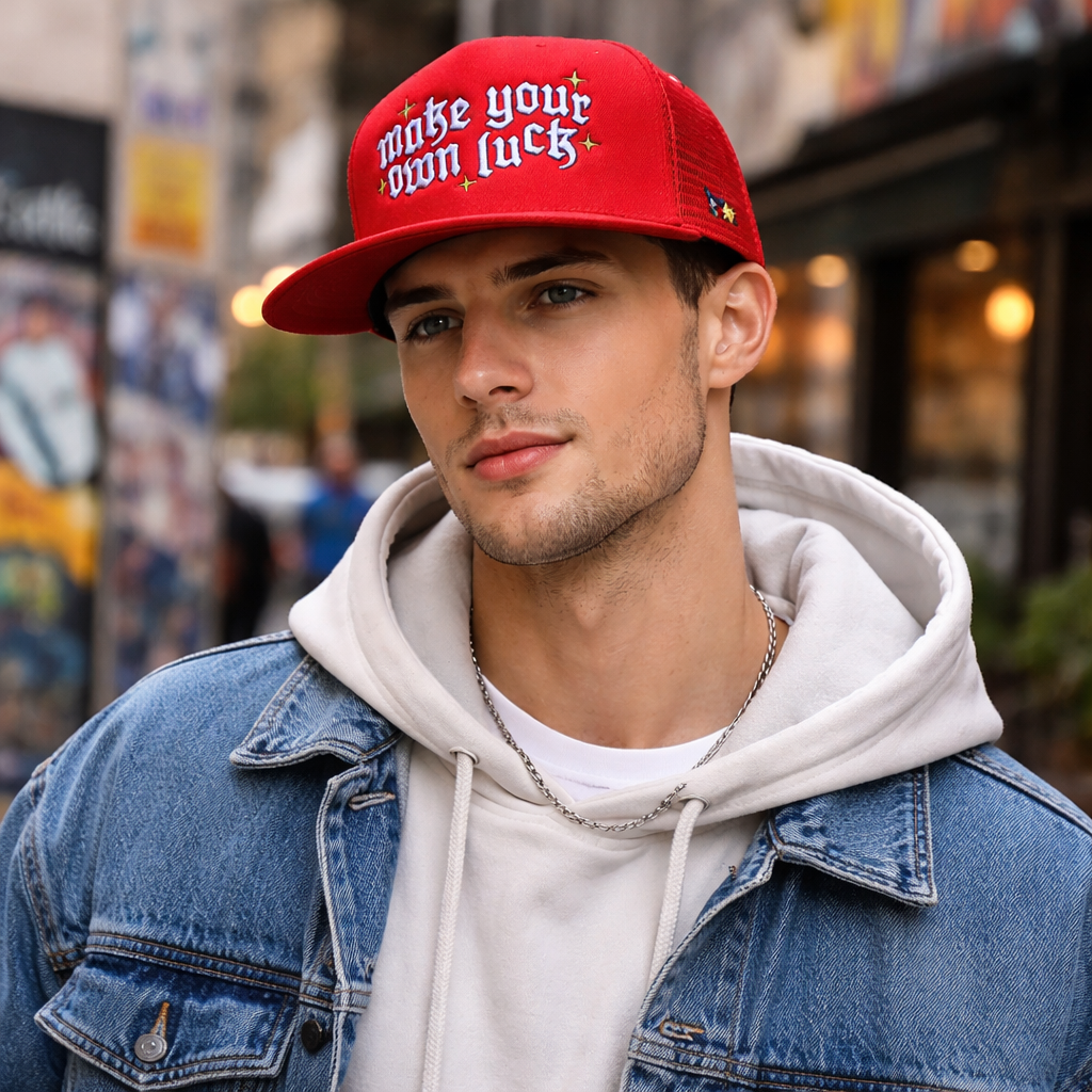 Make Your Own Luck Embroidered Foam Mesh Trucker Hat