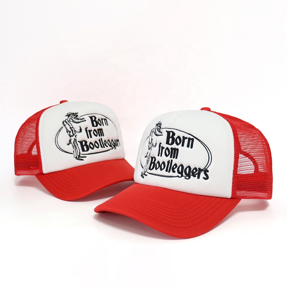 Vintage Logo Foam Trucker Hat with Mesh Back and Curved Brim
