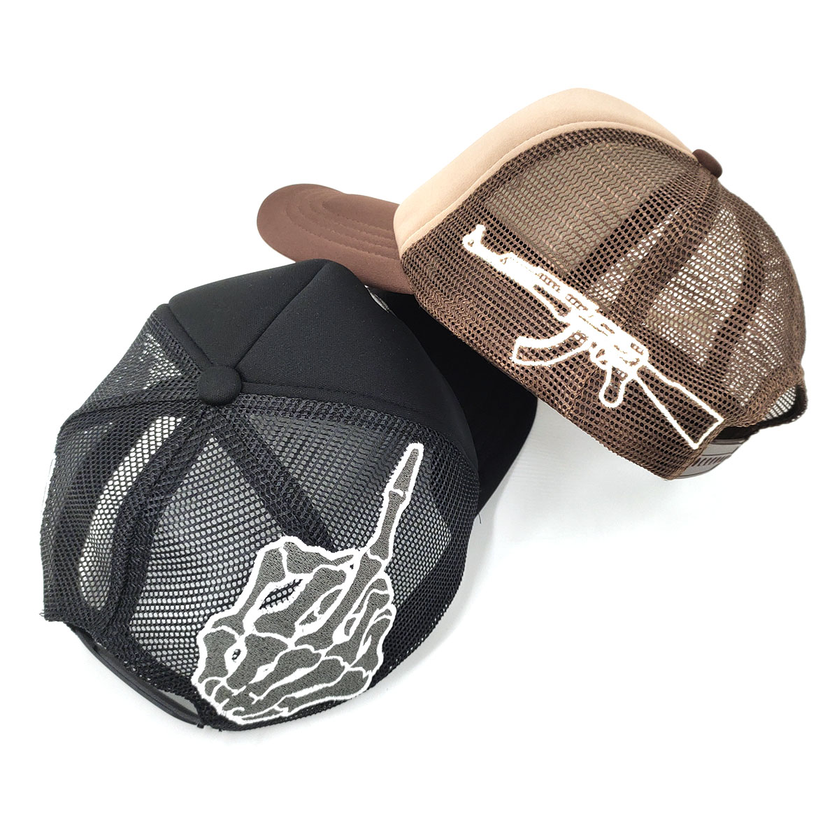 Embroidered Gothic Letter Foam Mesh Trucker Cap