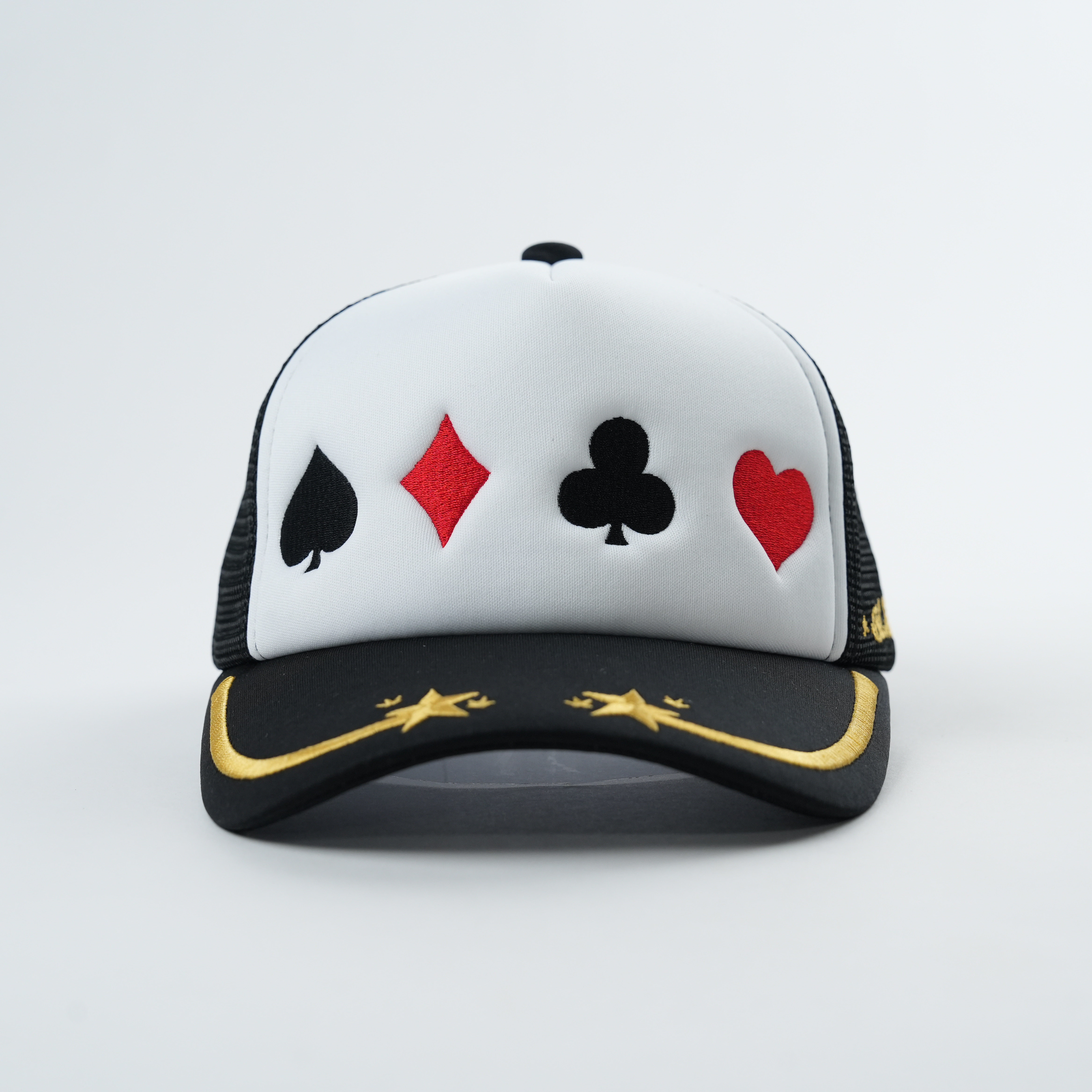 Poker Card Embroidery Foam Trucker Cap Mesh Back Adjustable Hat
