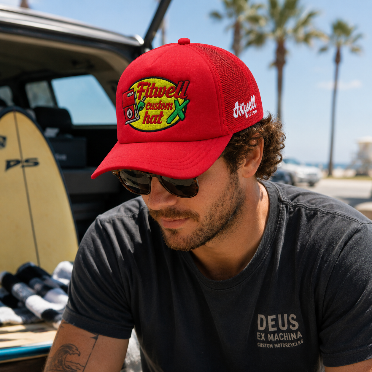 Red Cass Pro Shops Fishing Graphic Foam Mesh Trucker Cap