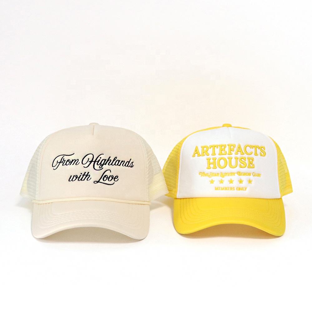 Artifacts House Embroidered Yellow Foam Trucker Cap