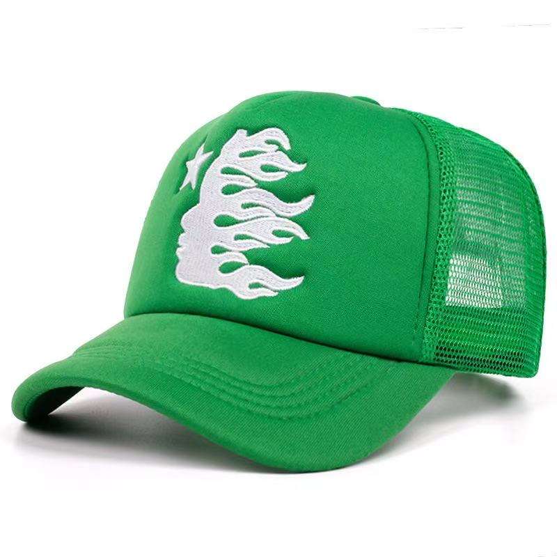 Flame Star Foam Mesh Trucker Hat with White Flat Embroidery