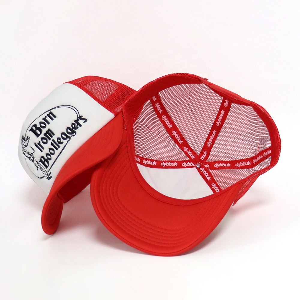 Vintage Logo Foam Trucker Hat with Mesh Back and Curved Brim