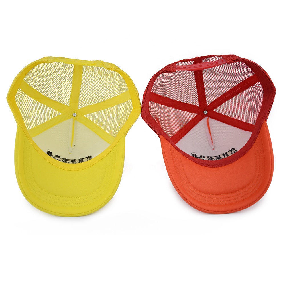 Two-Tone Foam Front Mesh Trucker Cap with Flat Embroidery Logo