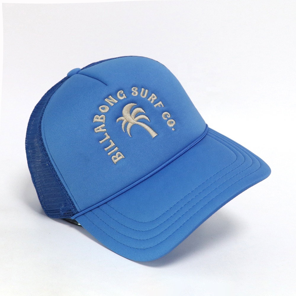 Blue Foam Trucker Cap with 3D Embroidered Logo Mesh Back Adjustable Snapback Hat