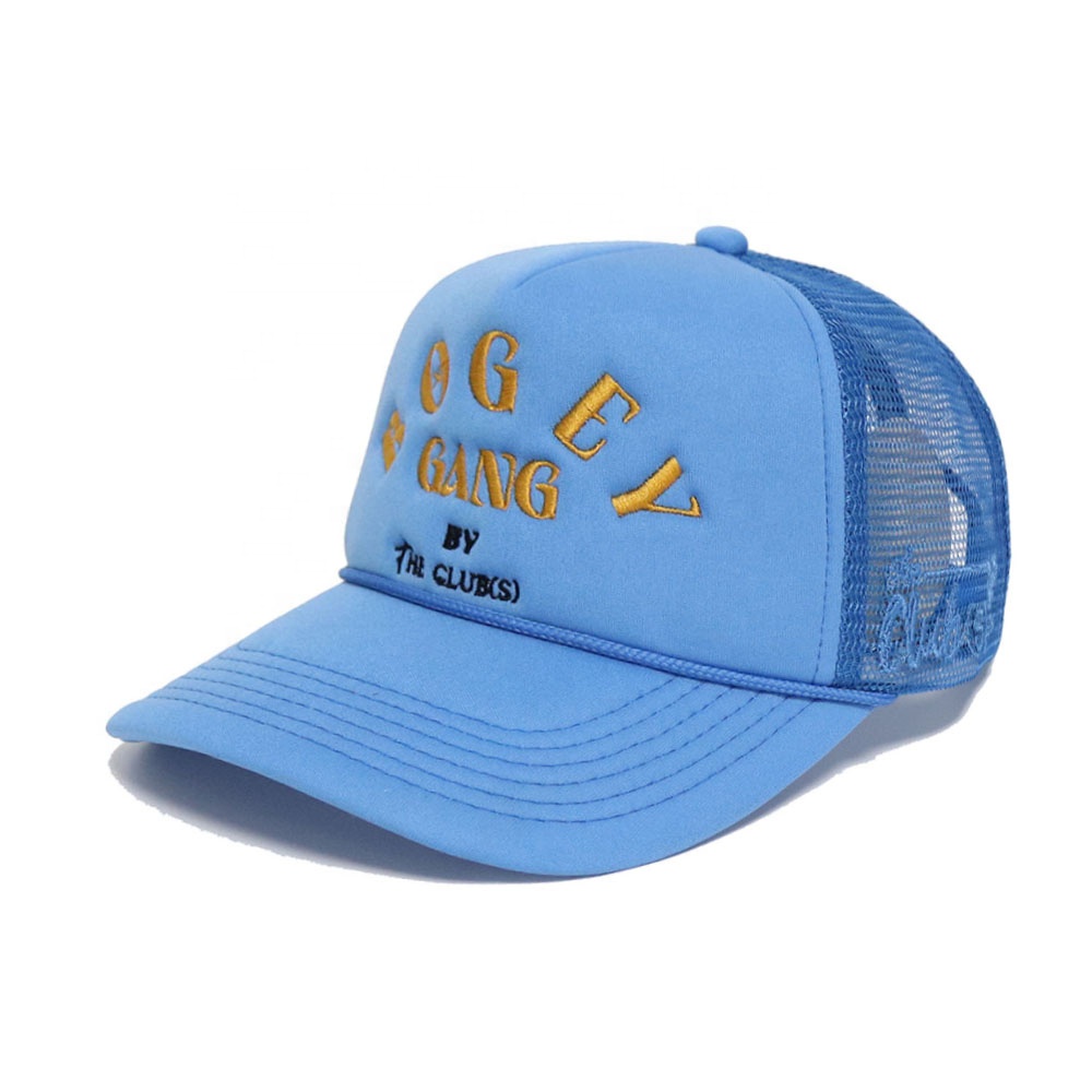 Blue BOGEY GANG Embroidered Mesh Trucker Hat with Curved Brim
