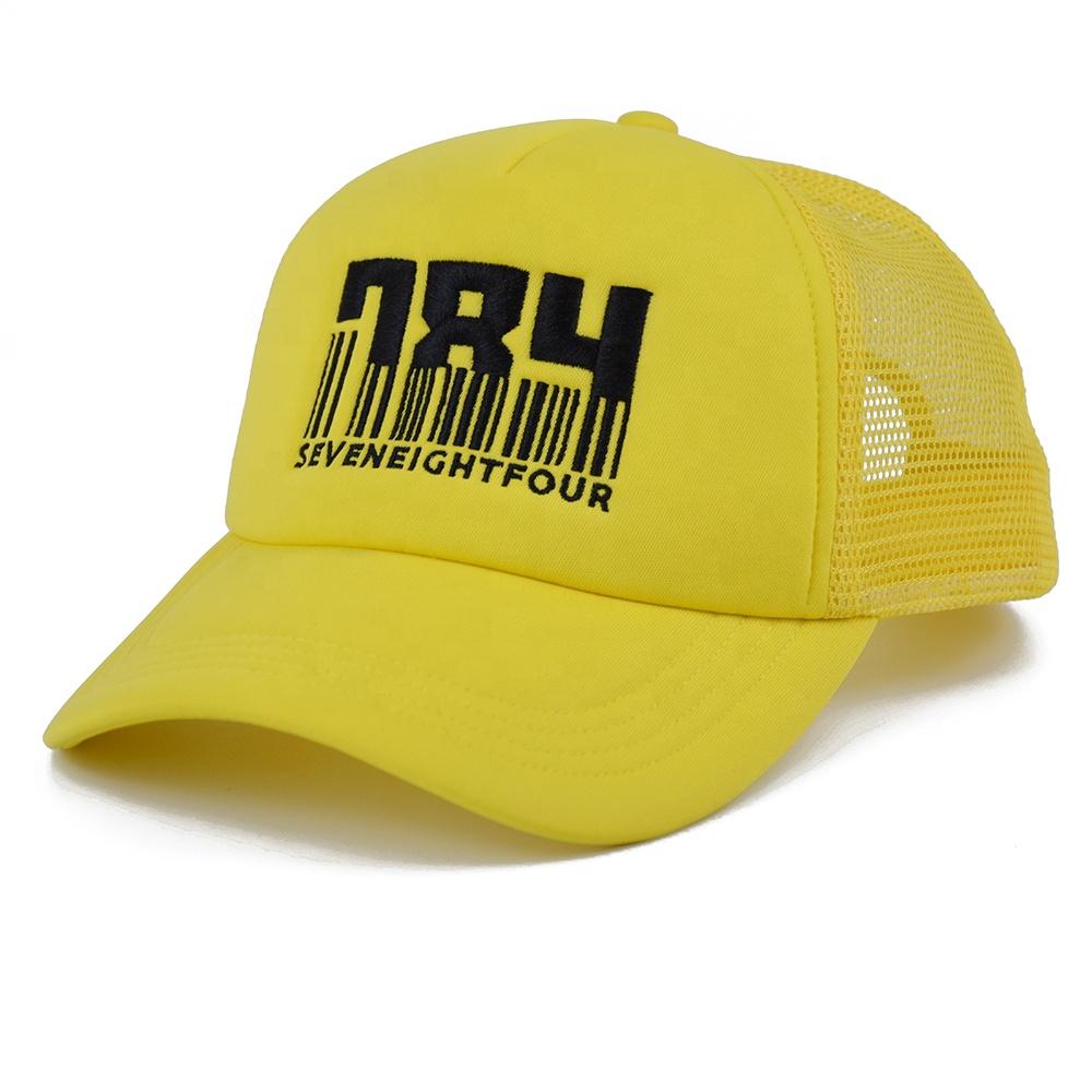 Two-Tone Foam Front Mesh Trucker Cap with Flat Embroidery Logo