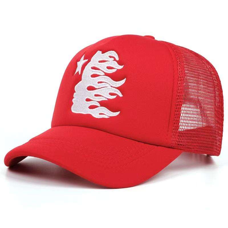 Flame Star Foam Mesh Trucker Hat with White Flat Embroidery