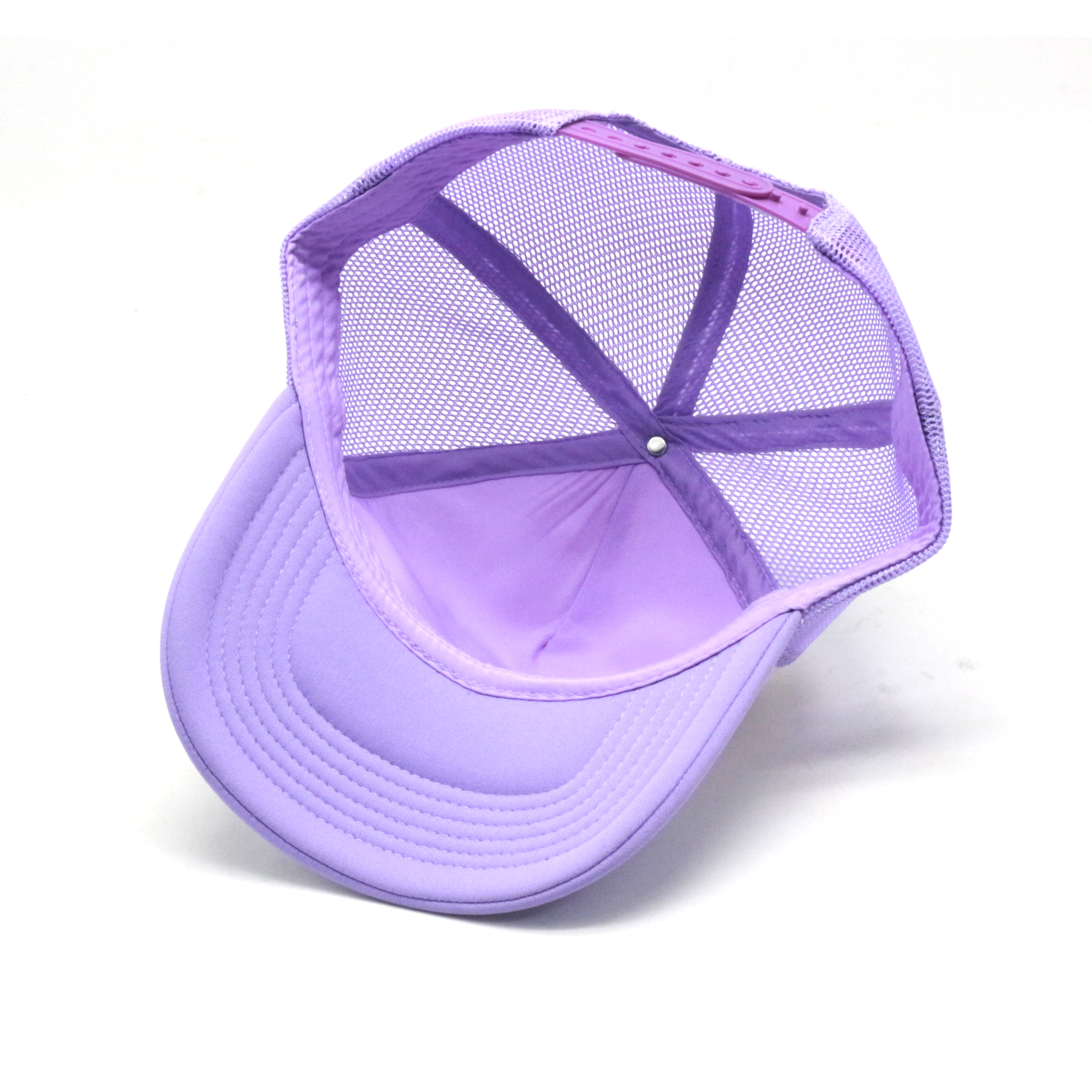 Purple & White Foam Trucker Hat with Flat Embroidered Text