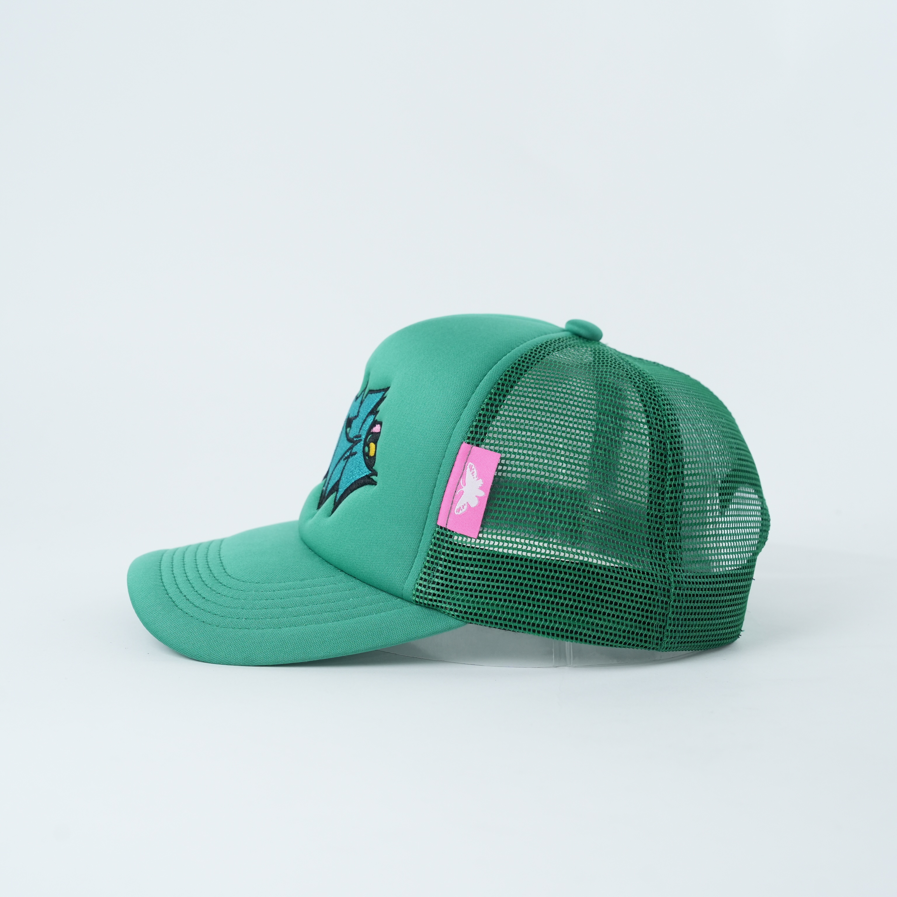 Teal Cartoon Mouse 3D Embroidered Foam Five-Panel Trucker Cap