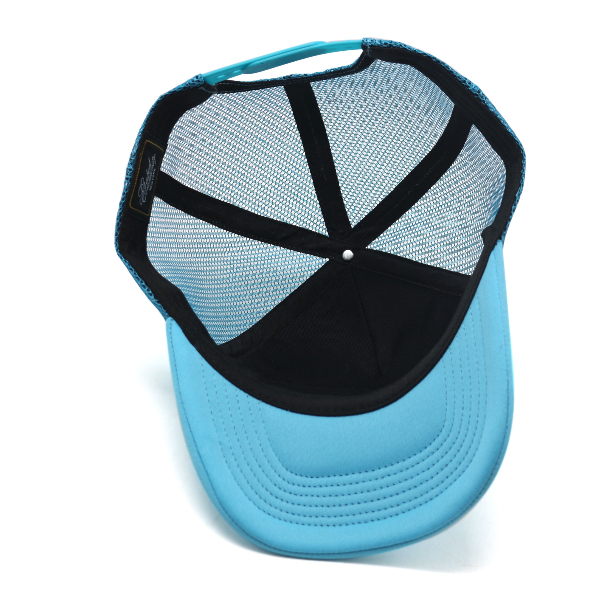 Blue Foam Mesh Trucker Hat with Flat Embroidered Logo
