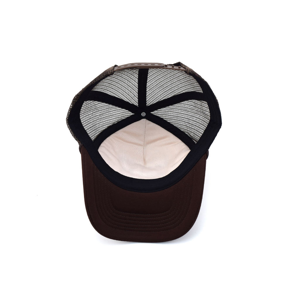 Brown & Beige Foam Trucker Hat with 3D Text Embroidery