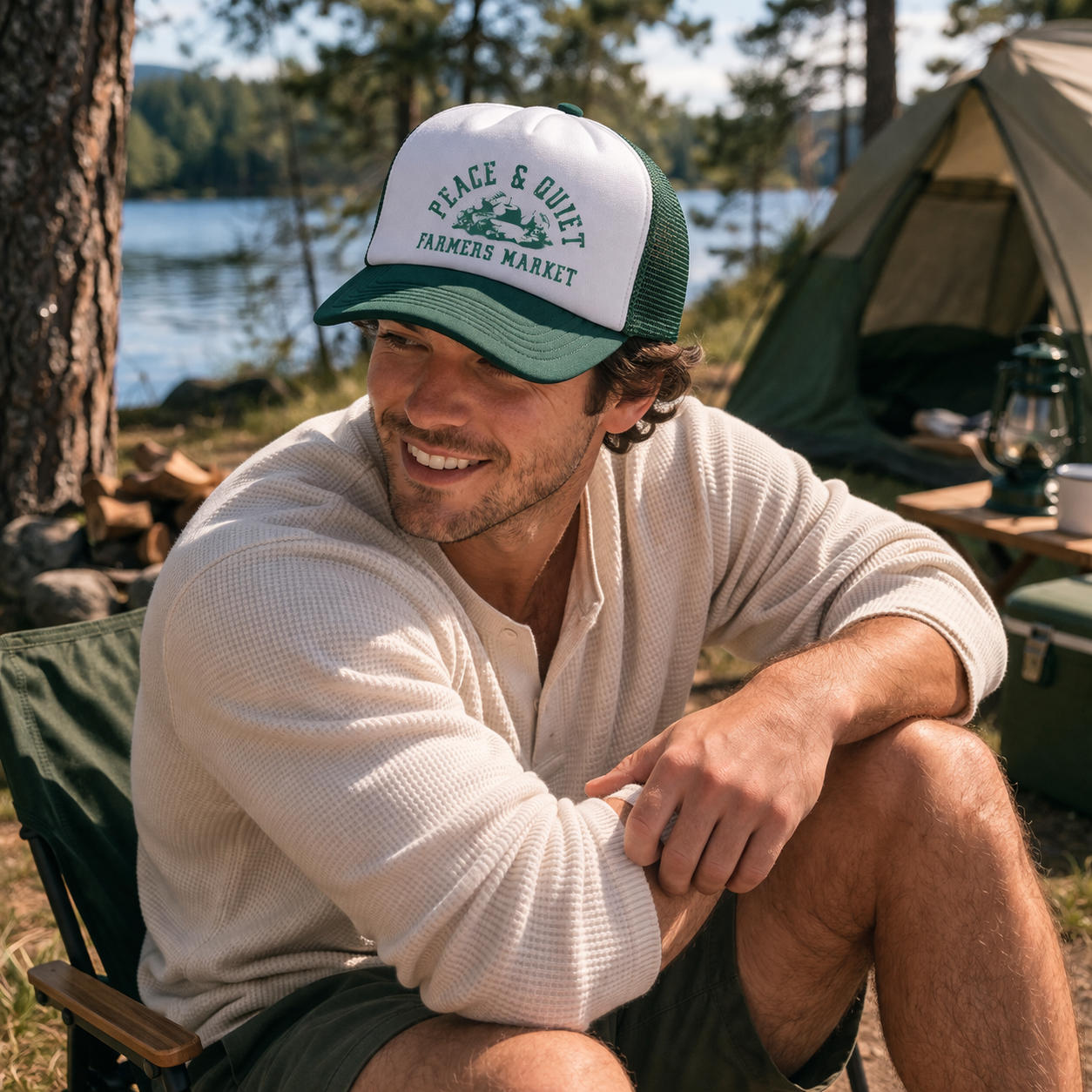 Farmers Market Print Foam Trucker Cap with Mesh Back